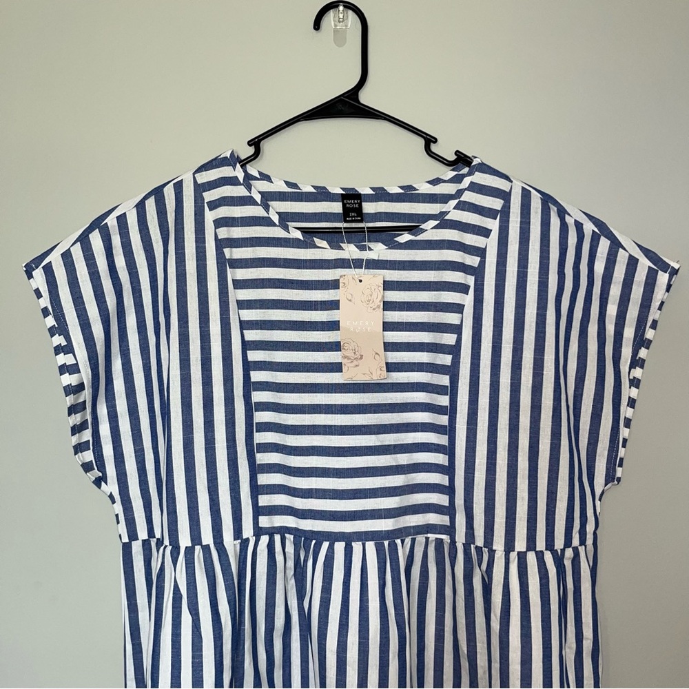 Emery Rose Blue and White Striped Mini Dress NEW XXL - Picture 2 of 6